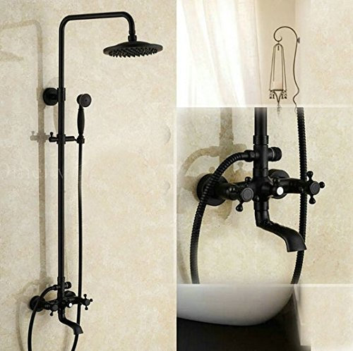 Gowe Wandhalterung Antik Dusche Wasserhahn Set Dual Griffe Outdoor Badezimmer Dusche Mischbatterie Wasserhahn Messing Badewanne Dusche Armaturen