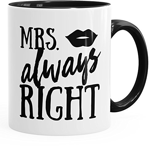 MoonWorks Kaffee-Tasse Mrs Always Right Geschenk Partner Frau Hochzeit Trauung Ehepaar schwarz Unisize
