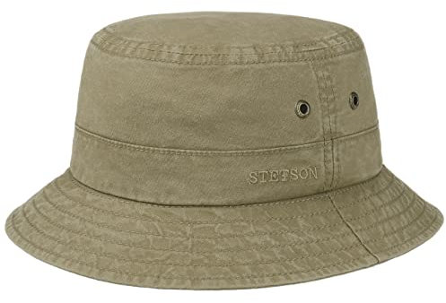 Stetson Delave Baumwollhut Anglerhut Herren Damen Bio-Baumwolle UV-Schutz 40 Packable Hut Frühjahr Sommer Khaki L (58-59 cm)