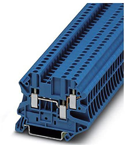 PHOENIX CONTACT UT 2,5-TWIN BU Durchführungsklemmenblock mit Schraubanschluss, 3 Anzahl Anschlüsse, AWG 26 - 12, 2.5mm² Nennquerschnitt, Blau, 50 Stück