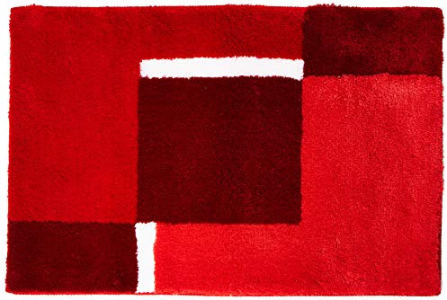 Kleine Wolke Badteppich, Acryl, Rot/Grau, 60 x 90 cm