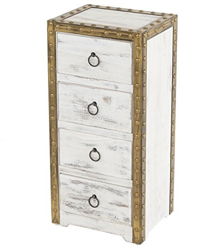 Mendler Kommode Duran, Schubladenkommode Schrank, 4 Schubladen 70x33x26cm Shabby-Look Vintage - weiß