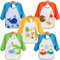 WeiterVor 5-Pack Wasserdicht Babylätzchen Langarmlätzchen mit Auffangschutz 1-3 Jahre (Jungen 5 Stück)