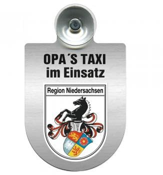 Einsatzschild Windschutzscheibe incl. Saugnapf - Opas Taxi im Einsatz - 309723 - incl. Regionen nach Wahl Farbe Region Niedersachsen