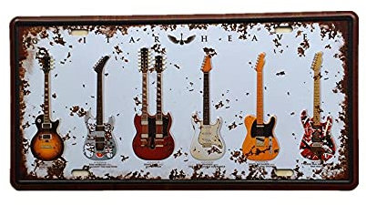 Fenteer Gitarre Blechschilder Metallschilder Blechbild Metallbild Kaffee Ornament