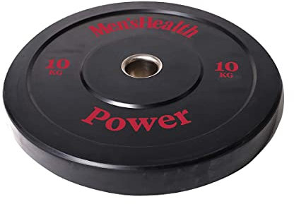 MEN'S HEALTH POWER Gewichtsscheiben 10kg (Bumper-Plates) | Ø45mm je Scheibe | Gummi (Oberfläche), Stahl | Ø50mm Langhantelstangen (10)