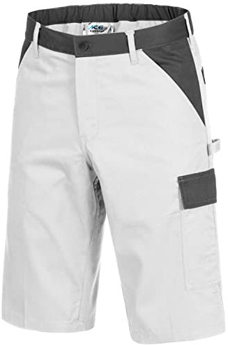 ACE Handyman Herren-Arbeitshose kurz - Männer-Arbeitshosen mit Stretch-Bund aus 35% Baumwolle leicht & bequem - Weiß - 54