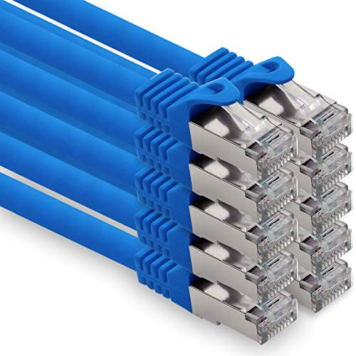 1CONN 0,25m - blau - 10 Stück CAT.7 Computer Ethernet Kabel Netzwerkkabel (Rohkabel) Patchkabel S-FTP LSZH PIMF 10GB s RJ45 Stecker Cat6a