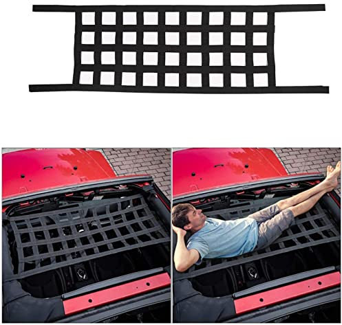 BULYZER Mesh Cargo Net Net Hammock Roof Top Netting Hammock for Jeep Wrangler YJ TJ JK JKU JL JLU JT 1987-2021 (Black A)