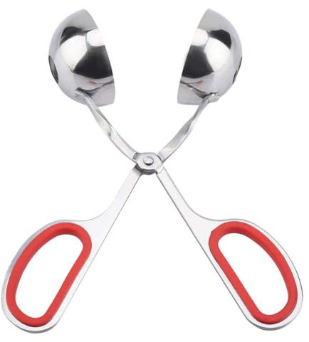 Cuchara de albóndigas grande para hacer bolas, pinzas para hacer carne, máquina para hacer pop, melón, cuchara para masa de galletas de acero inoxidable(rojo)