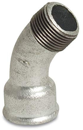 Gewindefitting Temperguss Bogen 45° 1 IG x 1 AG