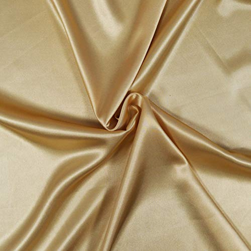 Satinstoff - 3 Meter Stoff aus fließendem Satin, Polyester/Elastan – wunderschöne Qualität – Stoff für Kleid, Rock oder Tunika (Golden)