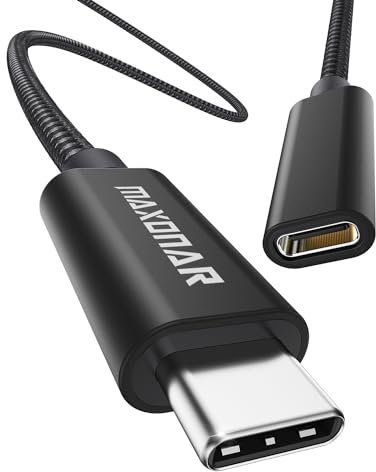 USB C Verlängerungskabel 1m Maxonar USB3.2(10Gbit/s) Typ C Stecker-Buchse Verlängerung 5A Laden und Synchronisieren für MacBook Pro 2022 M2 Pro M1 Max Galaxy S23/S22/S21/Note20 Tab S9 Pixel 8 Schwarz