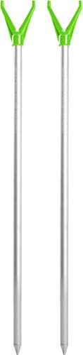 2-er Set Rutenhalter Rutenständer V-Auflage mit Schnurlaufkerbe - 75 cm - Aluminium Rostbeständig Langlebig - 2 Stück Angel- Kescherhalter Universell Einsetzbar Farbe Grün Größe 110 cm - 2 Stück