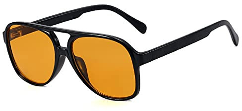 YOJUED Retro Sonnenbrille Gelb Gradient Brille Vintage Tinted Sunglasses für Damen Herren (Schwarz Gelb)