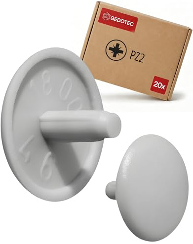 Gedotec Schraubenabdeckung Lichtgrau - RAL 7034 PZ2-20 Stück Abdeckkappen | Möbel-Abdeckstopfen Ø 12 x 2,5 mm zum Einpressen, verdeckt - für Schränke & Holzmöbel - Bohrloch-Kappen - Kopflochbohrung