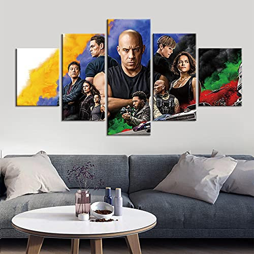 104Tdfc Bild Auf Leinwand 5 Bilder Leinwanddrucke wandbild 5 teilig Leinwandbild Fast And Furious Sportwagenfilm Vlies - Leinwand Bild XXL Format Wandbilder Wohnzimmer Fertig Zum Aufhängen,Geschenk