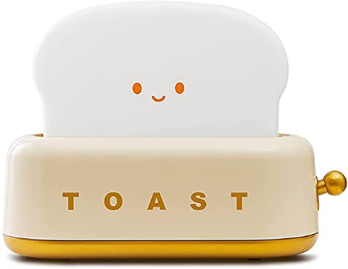 Cute Night Light,SUAVER Dimmable LED Toast Night Lamp Rechargeable Desk lamp with Timer,Portable Bedroom Bedside Sleep Lamps,Desk Decor Lights for Baby Girls Boys (Yellow)