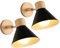 LIGKIN 2 Pezzi Lampade da Parete Interni Moderna E27 Applique da Parete Industriale Vintage Lampada da Parete Ruotabile in Legno Lampada a Muro per Camera Soggiorno Caffè, Ø18cm (Nero)