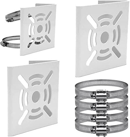 2 Soportes de Poste Vertical para Cámara de Seguridad, Soporte de Esquina de Soporte de Metal Sólido de Montaje de Poste Vertical Universal con 4 Bucles para Cámaras CCTV