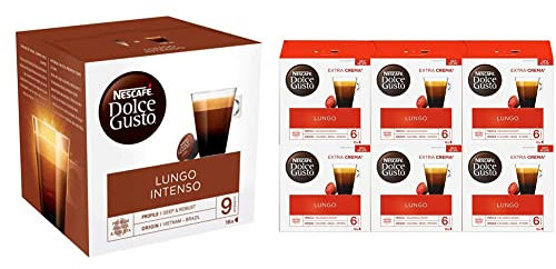 Nescafé Dolce Gusto Lungo Intenso - Café - 96 Capsules (Pack de 6 boîtes x 16) & Lungo - Café - 96 Capsules (6 boîtes x 16)