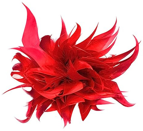 Broche Plume pour Femme,MoreChioce Broche de Mariage de Fleur de Plume de Style Vintage Élégant avec des Plumes pour la Décoration de Fête Broche pour les Femmes Décor Coiffure,Rouge