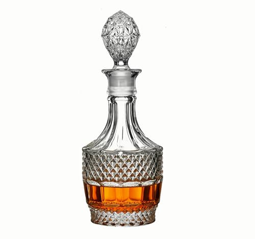 Whiskey Decanter with Airtight Stopper, Liquor Decanter, Lead-Free Crystal Wiskey Brandy Vodka Bourbon Decanter for Gift, Home, Bar, Party Decor 27oz/800ml Clear (Diamond)