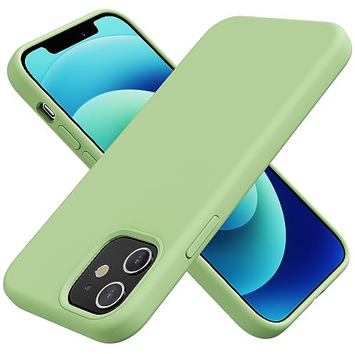 TAXXOE Silicone Case Compatible with iPhone 12 Case/12 pro case Soft Ultra Slim Protective Shockproof Liquid Silicone Phone Case,Anti-Scratch Microfiber Lining, 6.1 Mint Green