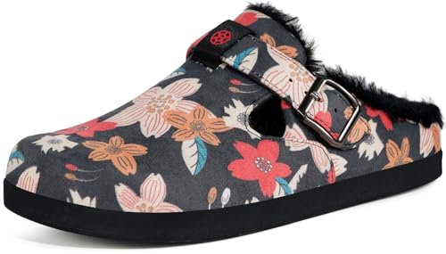 Zuecos y Mules Hombre Mujer Zapatillas de casa Invierno Cómodos Ante Lined Clogs Zapatos de Casa Cálido Pantuflas de Interior Exterior, Multicolor, 42 EU
