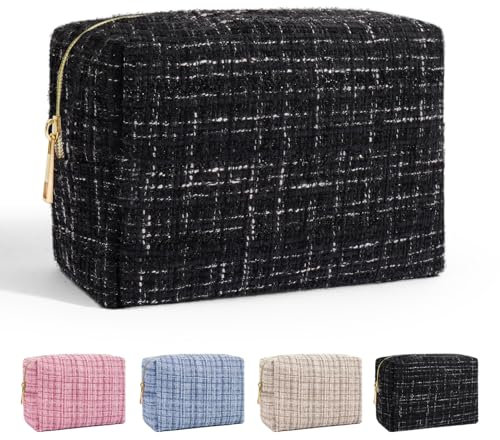 ChicVessel Kleine Kosmetiktasche Make up Tasche für Frauen Reise Kosmetiktasche Tragbare Vielseitige Reißverschluss Schminktasche Kulturtasche (Schwarz)