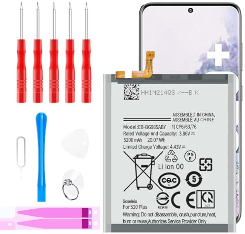 Akku für Samsung Galaxy S20 Plus, Ersatz, 5200mAh Neu Upgrade Akku für Samsung Galaxy S20 Plus mit Reparatur Tool Kit