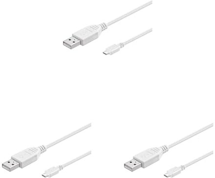 goobay 96194 Câble de données et de charge Micro USB Hi-Speed Câble, USB 2.0 mâle (type A) > USB 2.0-Micro mâle (type B), blanc, 3m (Lot de 3)