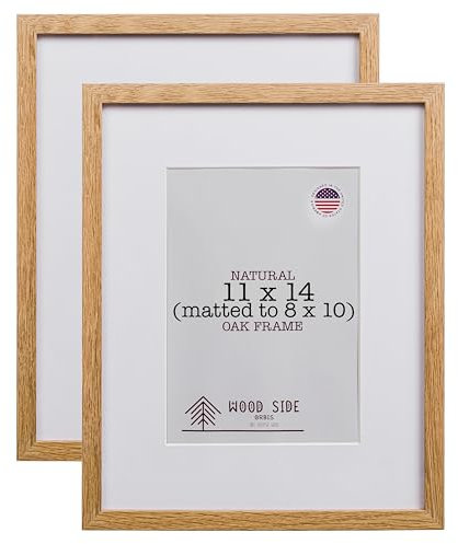Bilderrahmen Eiche 28 x 35 cm mit Passepartout für 20 x 25 cm - 2er Set - Natur Massivholz Fotorahmen Echtglas Wandbehang