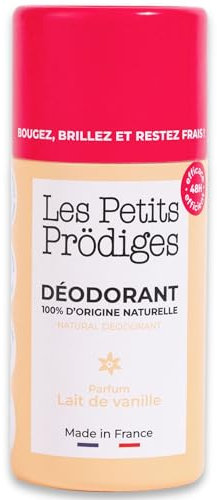 Les Petits Prodiges Deodorant mit Vanillemilch – fest, 100% natürlich, 48 Stunden Wirksamkeit, für alle Hauttypen, ohne Alkohol, Aluminium und Parabene