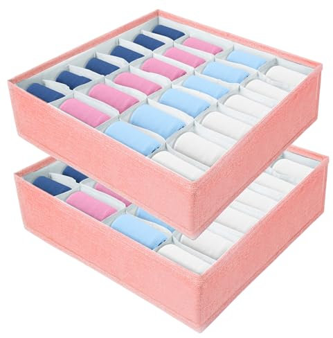 AiQInu Schubladen Organizer für Socken und Unterwäsche,2 Stück 24 Zellen Faltbare Schubladen Ordnungssystem Kleiderschrank Schublade Divider Organizer zum Unterwäsche, Socken, Krawatten, Gürtel