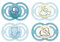 MAM Perfect Day & Night Schnuller im 4er-Set, leuchtend im Dunkeln, zahnfreundlicher Baby Schnuller aus nachhaltigen & bio-erneuerbaren Materialien, mit Schnullerbox, 16+ Monate, Bär/Elefant