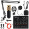 MorTime Set di 11 kit microfono a condensatore, scheda audio live, braccio braccio regolabile, supporto antiurto, filtro pop per microfono in metallo, copertura filtro pop in spugna, auricolari, cavi