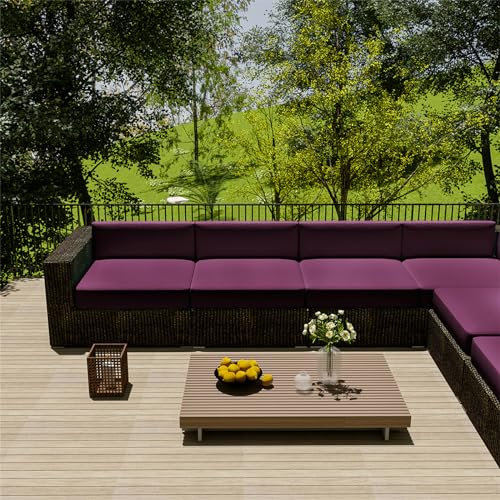 Morbuy Sitzkissen Bezüge für Rattanmöbel, Lounge Möbel Outdoor Sitzkissen Bezüge Gartenmöbel Sitzkissen Bezüge mit Reißverschluss Palettenkissen Bezüge Wasserdicht (65 * 65 * 10,Lila)