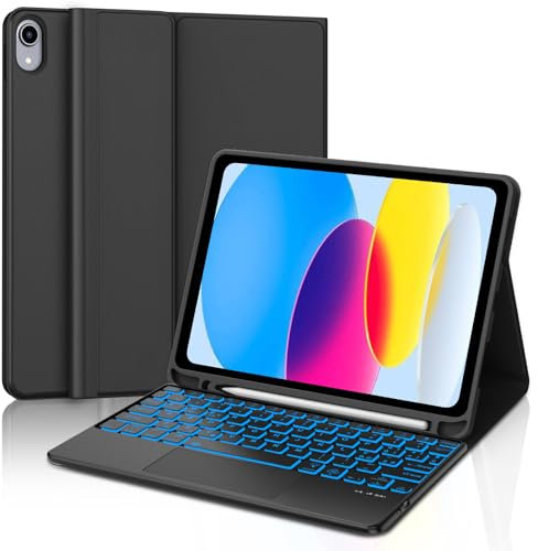 Tastiera con Touchpad per iPad A16 11 Generazione 2025/10 Generazione 10.9 2022, Italiano QWERTY Tastiera Retroilluminata Bluetooth Magnetica Staccabile con Trackpad per iPad 10/11 Generazione, Nero
