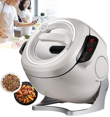 Commercial Food Processor, Lazy Stir-fry Pan Cooking Machine with 3 Gears Speed & 6L Capacity, 360° Rotatable Drum Type Fried Rice Machine for Stir Frying Stewing Cooking