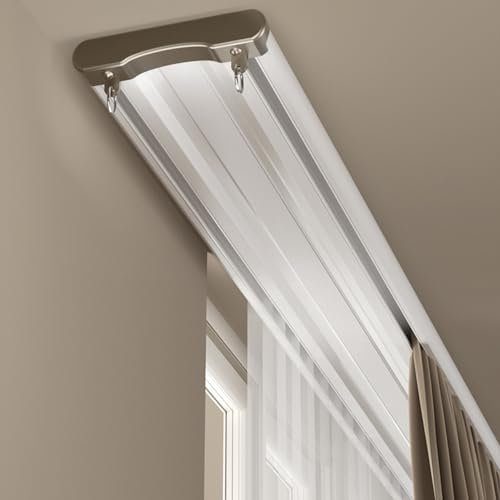Binario Tenda Soffitto Binario Scorrevole per Tenda Oscurante a Doppio Binario con Ganci a Rullo, Set di Binari per Tende da Soffitto Divisorie per Cucina, Asta per Staffa per Tenda da Soggiorno(1.8m(