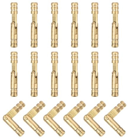 sourcing map 18Pcs Invisible Brass Barrel Hinge, 25x4mm Concealed Hinges, Folding Support Cylindrical Hidden Barrel Hinges for DIY Keepsake Box Cabinet Door Barrel Hinges