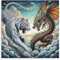 FKLZEBXV Poster mit Tiger-Motiv und Drachen, 6 Stück, Leinwand-Poster, Schlafzimmer, Dekoration, Landschaft, Büro, Raumdekoration, Geschenk, 40 x 40 cm