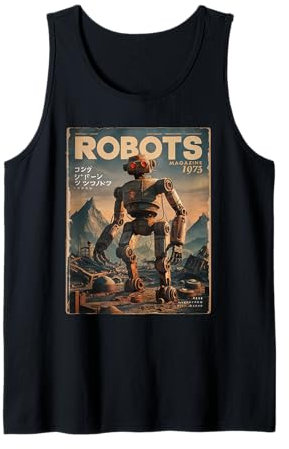 Fantasy Robot Retro Vintage 70s Magazin Graphic Japanese Tank Top