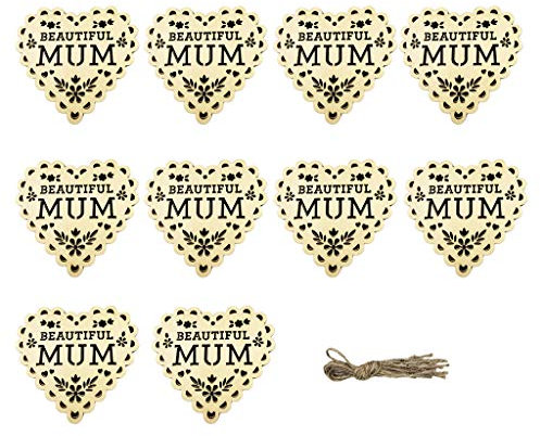 Fabeas 10 Stück Holzanhänger Happy Fathers Day Mother's Day, Schild, Heimdekoration, Holzhandwerk, Scrapbook, hängende Ornamente, Party, Hochzeitszubehör