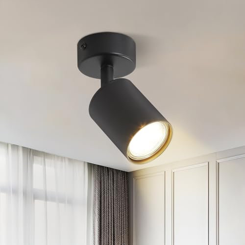 Homefire LED Deckenstrahler Deckenlampe Schwarz - 1 Flammig GU10 Deckenleuchte 350° Schwenkbar Strahler Spots Innen Deckenspot flurlampe für Wohnzimmer Küche Ohne Leuchtmittel