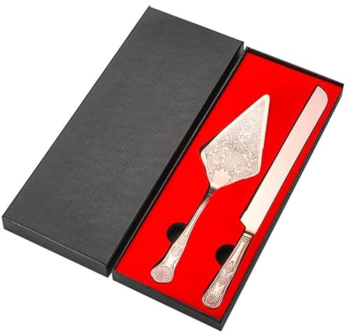 WYRMB Silverware Flatware Cutlery Set, 2/8/12/16/20/24 Pcs 304 Cake Knife Shovel Gift Box Wedding Pizza Shovel Toast Sandwich Baking Bread Knife.Rose Gold-24 Pieces for 1