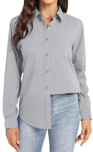 J.VER Women's Blouses & Shirts Cotton Long Sleeve Non Iron Dress Ladies Top