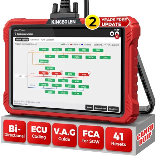 KINGBOLEN K10 Elite Obd2 Diagnosegerät,Bi-Direktionale OE-Level Alle Systeme Diagnosegerät Auto mit Topologie-Karte,ECU Codierung, FCA Can FD und DOIP,50 Rücksetzen,KFZ Diagnosegerät 2 Jahre Update.