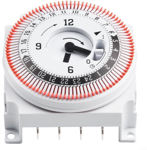 Zeroupshop Interruptor de temporizador mecánico de 24 horas, interruptor de panel de dispositivo de sincronización industrial, 250 V, 50 Hz, salida de control de potencia, rango de ajuste de 15